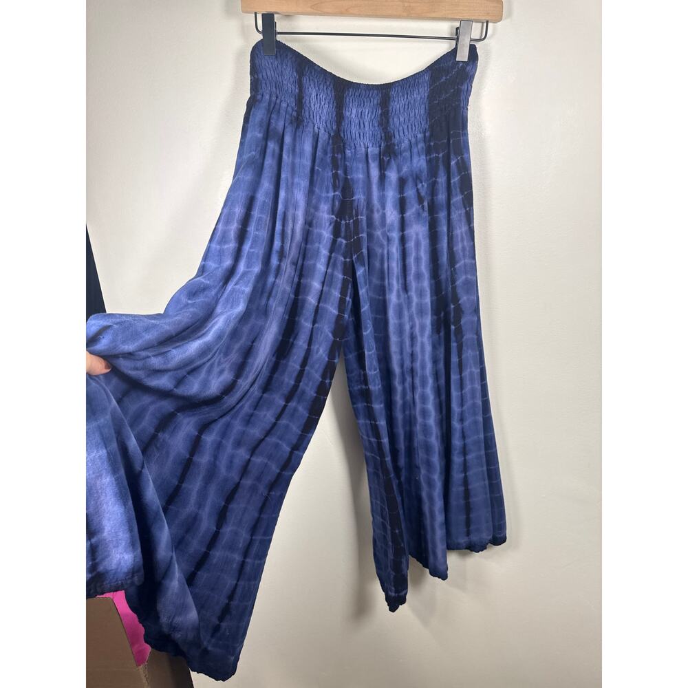 Urban Nomad Lagoon Tie Dye Boho Wide Leg Palazzo Pants, S/M